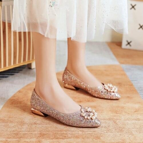 Luxury brand shoes women 2021 Sweet Fashion Pointed Toe Shallow Flat Breathable Ladies Anti Slip Footwear Plus Size 32-44 955