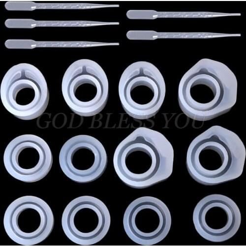 1 Set Epoxy Resin Kit Silicone Mold Ring Molds 3 Sizes Dropper DIY Jewelry Rings 16/16.6/17mm Handmade Gifts Accessories Casting