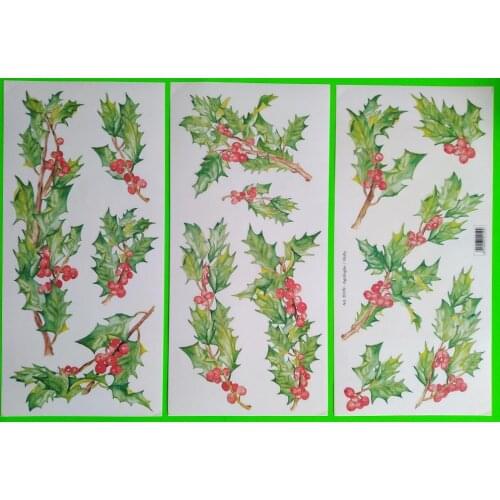 12 packs/box PVC HOLLY floral sticker - DIY wall plate kitchen door cup vase tile accessory functional toy hobby living room