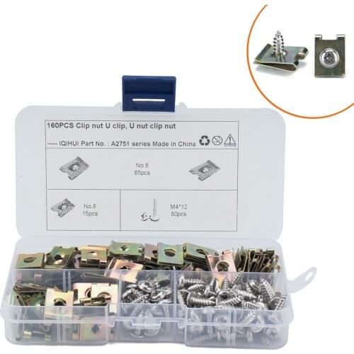 160 Pieces - Galvanized U-shaped Reed Nut No.8 Manganese Steel Nut M4 * 12 Stainless Steel Self Tapping Screw