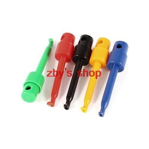 2.2" Long Plastic Lead Wire Probe Electrical Testing Test Hooks Clip 5 Pcs