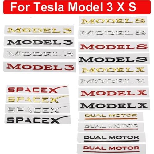 2021 For Tesla Model 3 X S Car Rear Back Trunk Logo Replace Letters ABS Sticker DUAL MOTOR Spacex Emblem Badge Styling Stickers