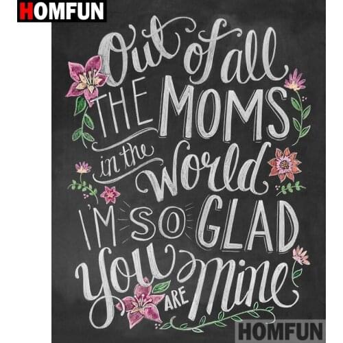 HOMFUN Diamond Painting "Text pattern flower" DIY 5D Diamond Embroidery Sale Full Set Rhinestone Cross Stitch Home Decor A27559