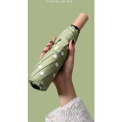 LISM brand High Quality Folding black Dot Umbrellas Charms Rain uv Round point Umbrella For Womens Windproof Umbrellas YS200056