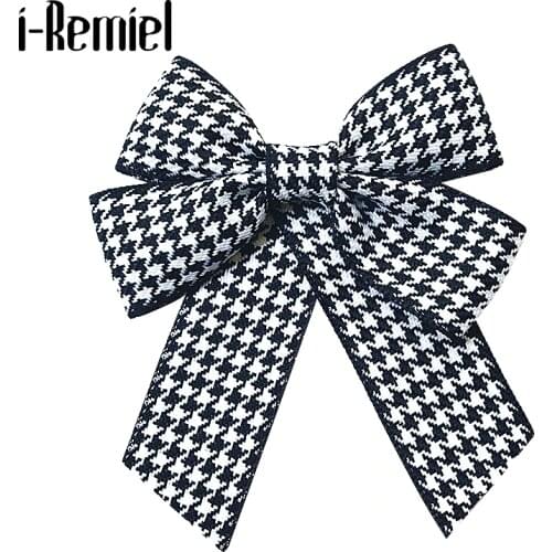 Retro Handmade Fabric Bowtie Brooch Big Bow Tie Lapel Pin Shirt Dress Collar Pin and Brooches for Women Accessories Jewelry