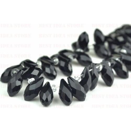 Sale Price !100pcs 6mm x 12mm Black Color Briolette Pendants Waterdrop Crystal Glass Jewelry Loose Teardrop Beads DIY