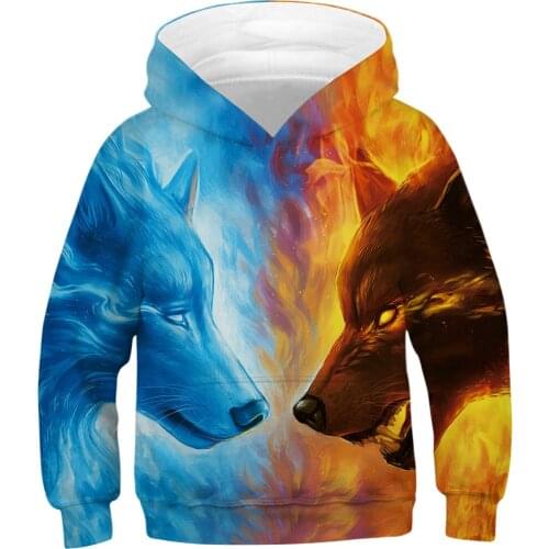 Big Size 3D Pattern Boys Sweatshirt Autumn Hooded Monkey Wolf Lion Unicorn Hoodies For Boys And Girls Kids Coat Children Clothes
