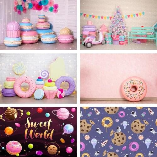 Avezano Background For Photography Birthday Party Macaron Cake Donut Christmas Tree Gift Light Decor Backdrops For Photo Studio