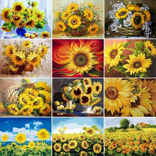 GATYZTORY 60x75cm Frame DIY Painting by Number Flower HandPainted Oil Painting Drawing On Canvas Unique Gift Home Decoration