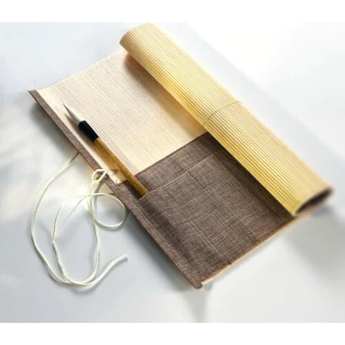 Chinese Painting Calligraphy Pencil Case Brush Pen Curtain Bamboo Pen Bags Retro Portable Rolling Calligraphy Pen Storage Bags