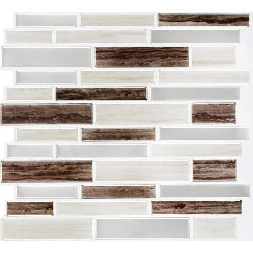 Kitchen Wall Stickers 3D Waterproof Home Decor Adhesive Tiles Oblong Wall Paper Stickers