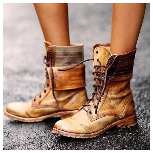 Foreign trade retro European and American womens shoes with two short boots plus size 40-43 thick heel 3 to 5 cm womens boots