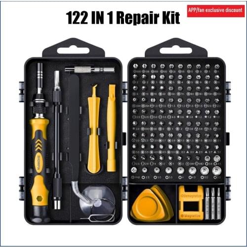 122-in-1 computer repair kit precision magnetic screwdriver set with mini toolbox for repairing phones, computers, watches, PS4