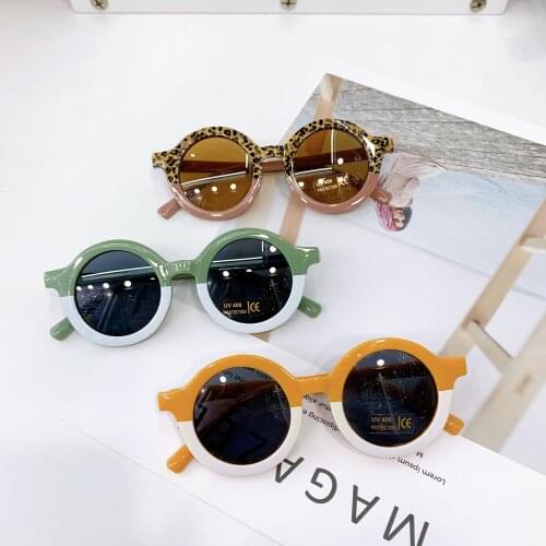 2021 New Kids Sunglasses Girls Children Goggle Baby Boys Anti-UV Fashion Round Sun Glasses Shades Colorful UV400 Eyewear