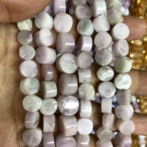Wholesale 2strings Natural Kunzite Beads,Gem Stone Loose beads,Polished Round Coin beads for jewelry 15.5"/string