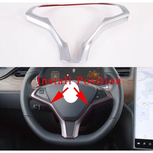 Steering Wheel Control Panel Frame Fit For Tesla Model X S 2016 2017 2018 2019 Chrome Styling Cover Moulding Accessories