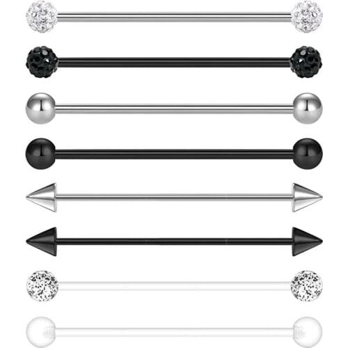 14G Industrial Barbells Cartilage Earrings Piercing Bars for Ear Stainless Steel Barbell 8PCS