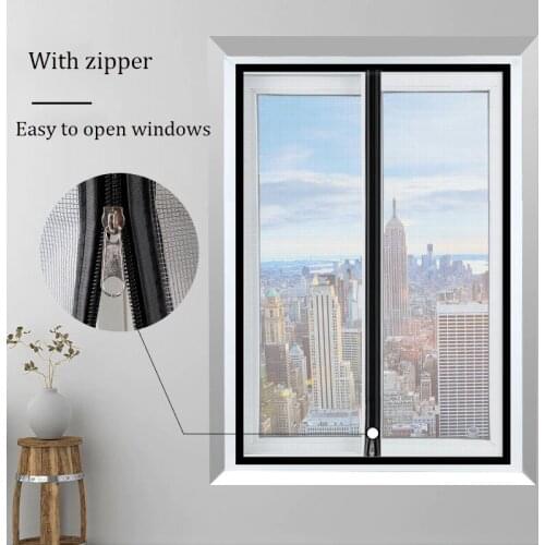 Insect Window Screen Zipper Opening and Closing Self-Adhesive Household Sliding Window Anti-Mosquit Invisible Net Can Customized