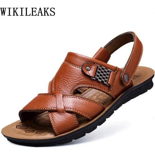Mens Sandals Genuine Leather Casual Shoes Mens Sandals Summer Open Shoes Men Beach Sandals Plus Size Shoes Chaussure Homme Bona