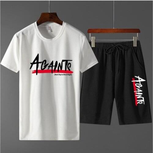 Two Piece Set Mens Tracksuit Summer Clothes T Shirt Shorts Brand Track Clothing Male Sweatsuit Sports Suits Husband 5 Colors