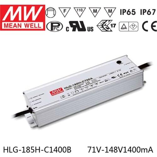Meanwell HLG-185H-C1400B 200W Single Output LED Power Supply 1400mA for 4pcs CREE CXB3590 led
