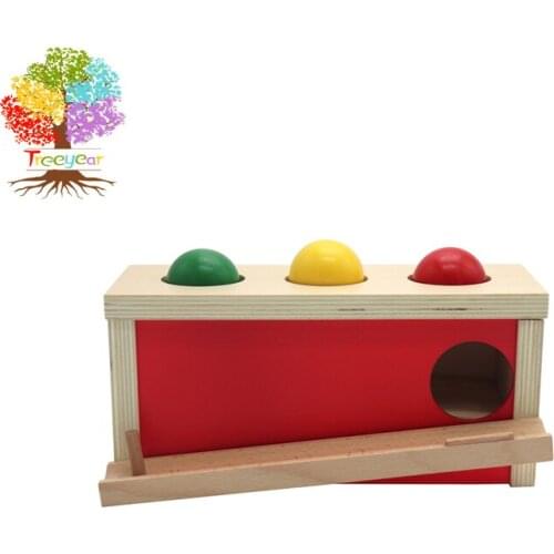 Treeyear Montessori Materials Teaching Aids Infants Wood Montessori Materials Knocking Ball Box Toys for Children Imbucare Box