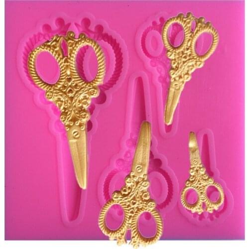 Scissors Shape Silicone Mold For Fondant Chocolate Epoxy Sugarcraft Mould Pastry Cupcake Decorating Kitchen Accessories