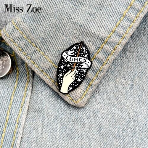 Magician Magic Wand Enamel Pin Custom Brooches Fun Badge Bag Shirt Lapel Pin Buckle Starry Jewelry Gift for Friends Kids