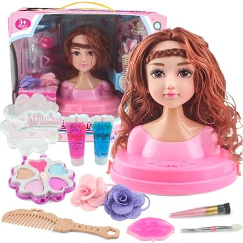 Funny Children Head Model Half Body Doll Toy Simulation Barber Makeup artist Makeup Hairstyle Beauty toy kids Girls Gift
