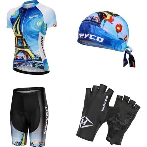 Mieyco Womens Short Sleeve Cycling Jersey Roupa Ciclismo Feminina Road Bike MTB Bicycle Clothes Breathable Quick Dry Sportswear