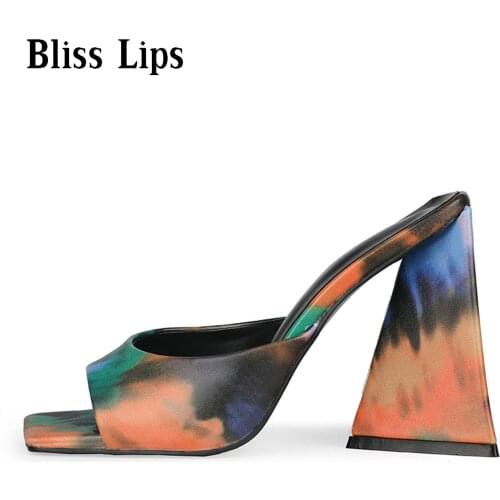 Block Super High Heels Women Mules New Open Square Toe One Strap Women Slippers Sexy Party Nightclub Summer Slides Size 34-45