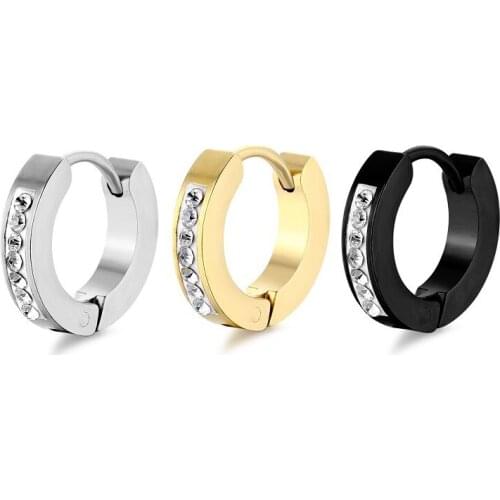 1 pcs Stainless Steel Hoop Earrings Piercing Single Earrings For Women Black/Gold/Silver Hip Hop Men Circle Earring Punk Jewelry