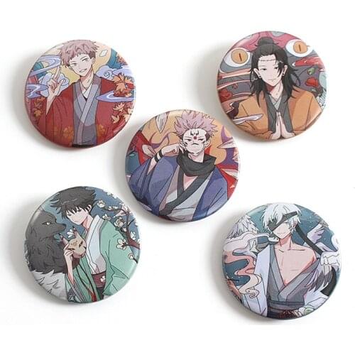 Anime Jujutsu Kaisen 40mm Badges Backpack Icons Pins Badge Decoration Brooches Metal Badges for Clothes Bag DIY Gifts Wholesale