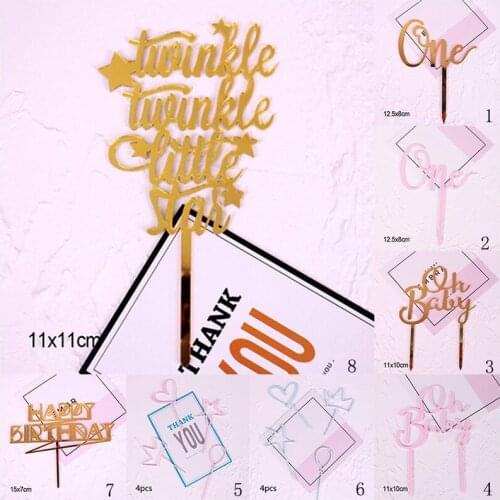 1PCS Cake Topper Card Cake Happy Birthday Decoration Card Inserted Kids Cakes Party Decorations Acrylic Cake Topper Supplies