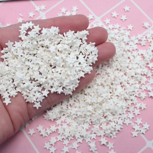 100g/Lot 5mm White Star Slices Polymer Soft Clay Sprinkles for Mobile Decoration DIY Crafts