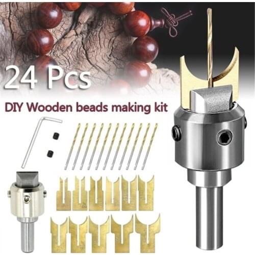 24Pcs Carbide Ball Blades Woodworking Milling Cutter Molding Tool Wooden Beads Maker Router Bit Drills Bit Set 14-25Mm Drill Bit