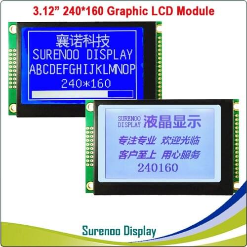 3.12" 240160 240*160 COG Graphic Matrix LCD Module Display Screen build-in RA8806 Controller Blue White with LED Backlight
