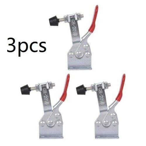 3Pcs GH-201B HCS Horizontal Toggle Clamps Quick Release Holding Capacity Antislip Horizontal Red Quick Release Hand Tool