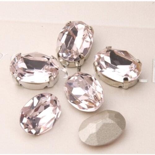 4120 Light Rose DIY K9 Glass Oval DIY Sew On Rhinestone with Claw Sewing Crystal in Claws For Dresses or Shoes