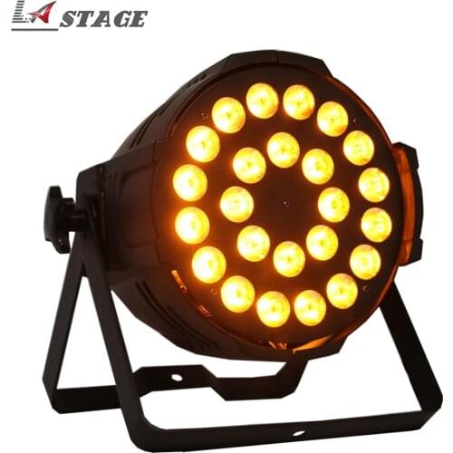 Free Shipping 24x18W RGBWA UV 6IN1 Aluminum Stage Led Par Light Silent Fan Cooling 25 Degree Lens Smooth Wash 6/10 DMX Channel