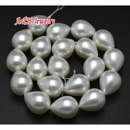 15x20mm White Shell Big Size Waterdrop Strand Loose Beads For Earring Making Materials 2strand/lot