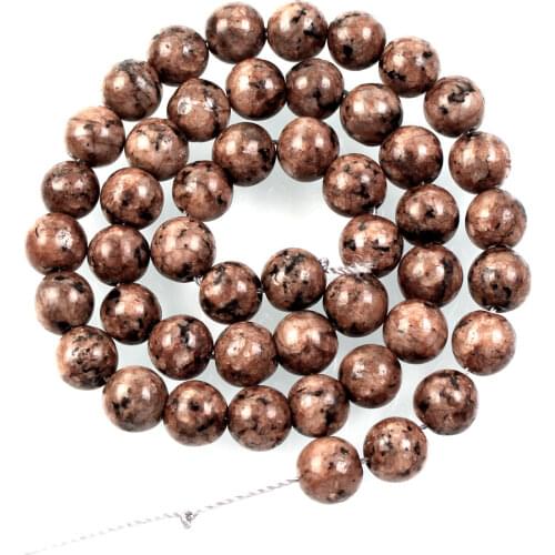 Natural Stone Beads Black Spot Brown Marble Loose Beads for Jewelry Making Needlework DIY Bracelet Strand 4-12 MM