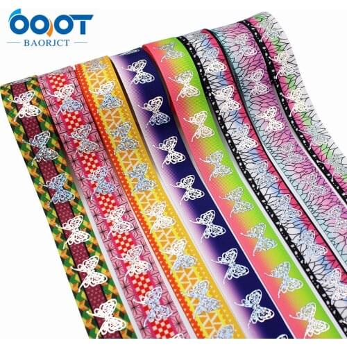 Color Gradient Laser Butterfly Grosgrain Ribbon 1 Inch (25MM) Wide 10Yards,For DIY Handmade Hairpin Accessories L-201204-1429