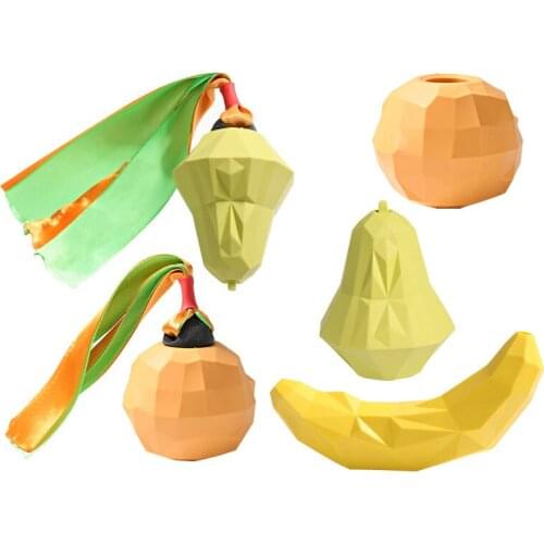 Pet Toy Dog Bite Sound Fruit Rubber Ball Training Dog Molar Teeth Cleaning Ball