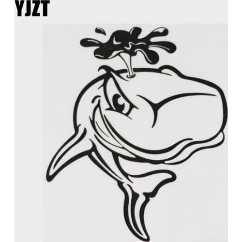 YJZT 13.8CM×16.3CM Personality Whale Marine Animal Decal Car Sticker Vinyl Black/Silver 18A-0219
