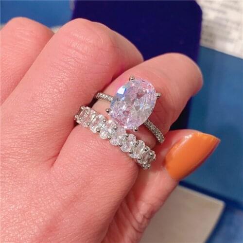 Lovers Promise Ring sets 925 sterling silver Bijou Oval AAAAA Cz Engagement Wedding band rings for women Bridal Party Jewelry