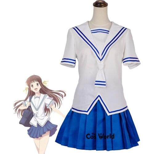 Fruits Basket Tohru Honda Summer Sailor Suit Tops Dress School Uniform Outfit Anime Cosplay Costumes