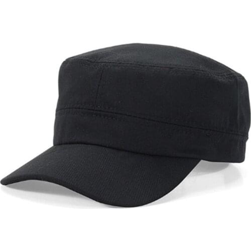 Fashion Mens Womens Army Cap Hat Sun Baseball Cadet Plain Cap Flat Top Hats Brim Visor Hat Cap Black/Navy Blue/Coffee