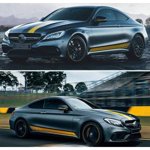 Racing Car Side Skirt Sticker Auto Body Hood Roof Tial Decorative Decal For Mercedes-Benz A/C/E class CLA