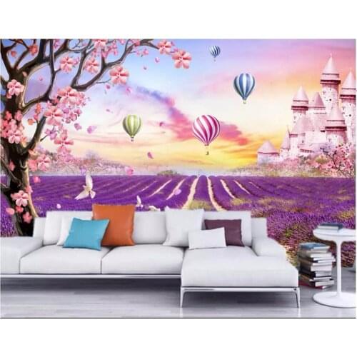 3d custom photo wallpaper Romantic lavender castle TV background wall living room 3d wall murals wallpaper for walls 3 d